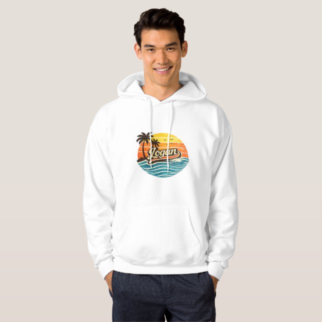 Veste À Capuche Conception de nom Logan Retro Sunset (Devant entier)