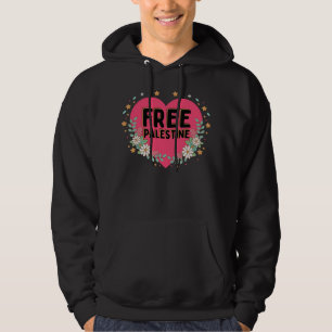 Veste À Capuche conception graphique du coeur rose de la Palestine