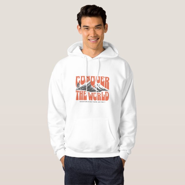Veste À Capuche "Conquer the World" Hoodie: Inspiration for Climbi (Devant entier)