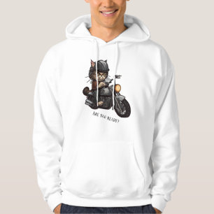 Veste À Capuche Cool Cat Riding Motorcycle Êtes-vous prêt