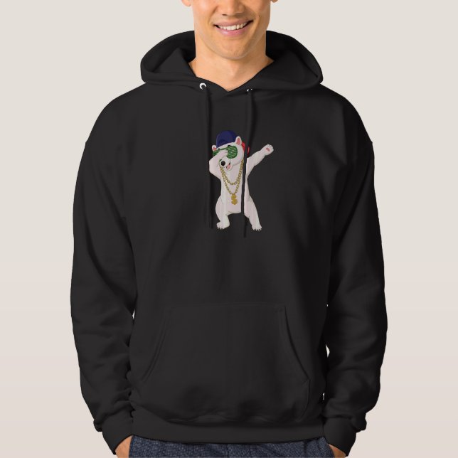 Veste À Capuche Cool Dabbing Danser Ours Polaire Porter Lunettes d (Devant)