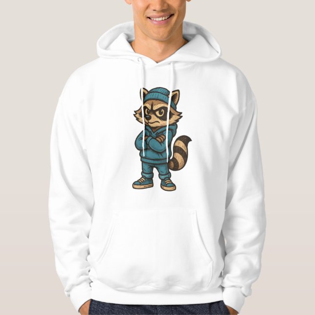 Veste À Capuche Cool Gangster Raccoon - Vêtements de rue urbains A (Devant)