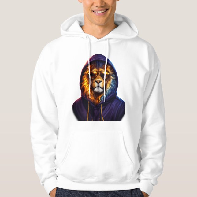 Veste À Capuche Cool Lion with Sunglasses Urban Streetwear Hoodie (Devant)