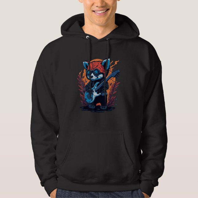 Veste À Capuche Cool Red Panda Playing Guitar Graphic Animal Enthu (Devant)