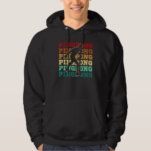 Veste À Capuche Cool Rétro Texte Silhouette Ping Pong