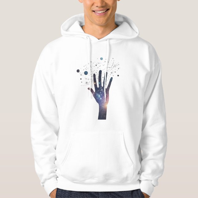 Veste À Capuche Cosmic Hand in Starry Galaxy – Surreal Spiritual S (Devant)