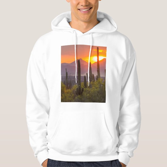 Veste À Capuche Coucher de soleil de cactus du désert, Arizona (Devant)
