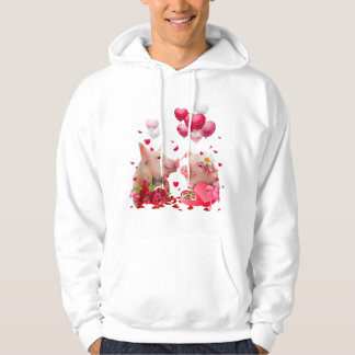 Veste À Capuche Couple Coeur d'amour Coeur de cochon Ballons Valen