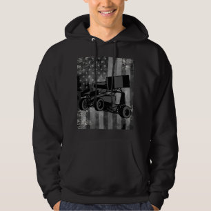Veste À Capuche Course de Sprint Car Drapeau Américain Noir Gris P