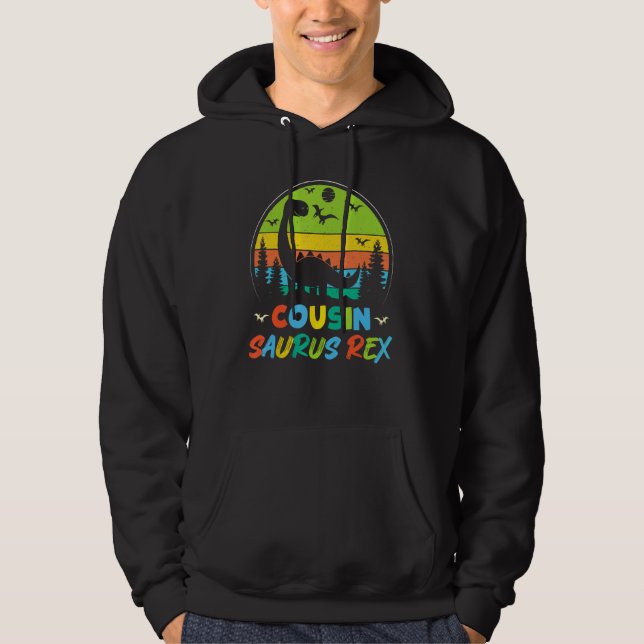 Veste À Capuche Cousin Saurus Rex Retro Dinosaur Kids  Family Vint (Devant)
