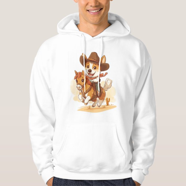 Veste À Capuche Cowboy Corgi � Western Rodeo Dog (Devant)