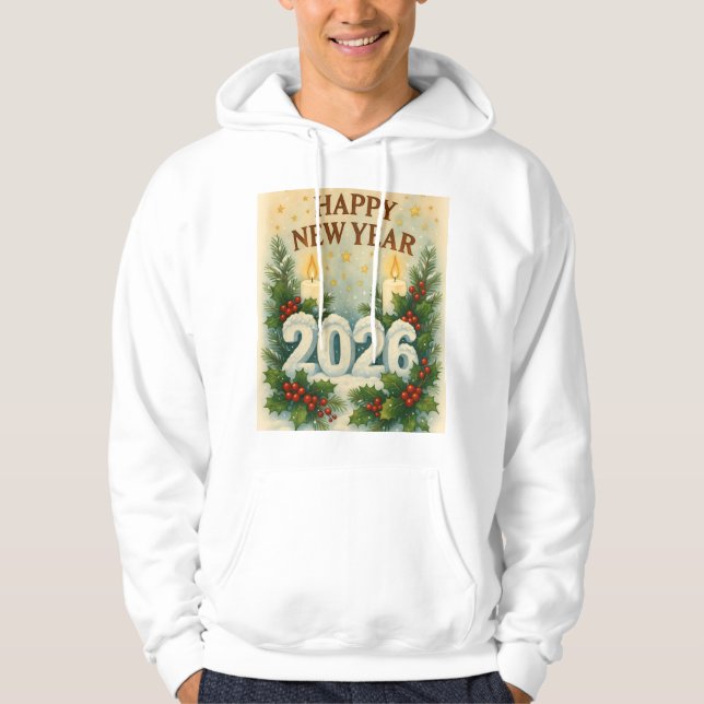 Veste À Capuche cozy happy new year 2026 winter hoodie (Devant)