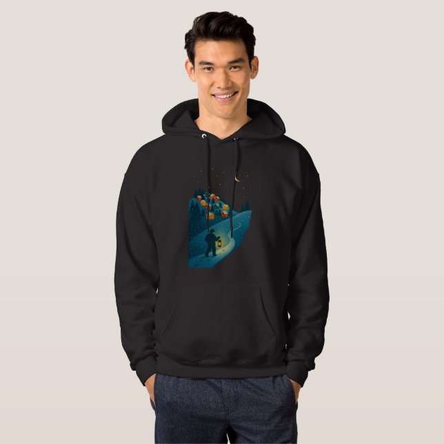 Veste À Capuche Cozy Winter Village Lantern Walk Illustration Hood (Devant entier)