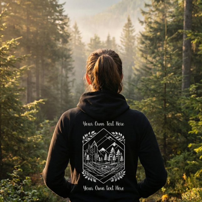 Veste À Capuche Cozy Zip Up River Mountain Adventure Your Text (Cozy Zip Up Hoodie for Mountain Adventure! River trekking and outdoor travel gift!)