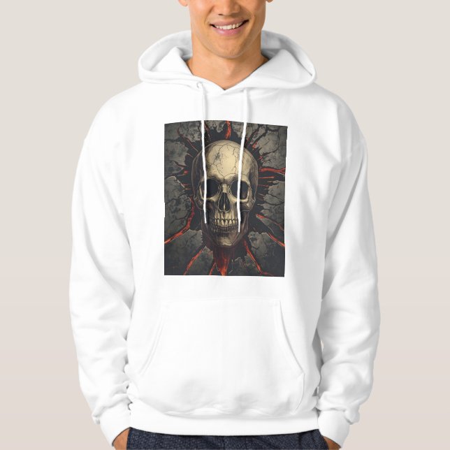 Veste À Capuche Cracked Skull Horror Art Hoodie (Devant)