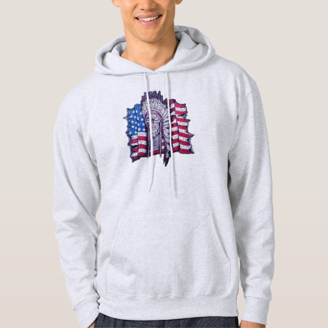 Veste À Capuche Crâne de Natif américain et sweatshirt à capuchon (Devant)
