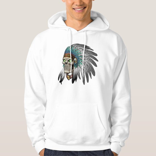 Veste À Capuche Crâne gothique tribal indien indigène (Devant)
