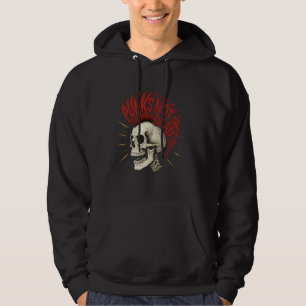 Veste À Capuche Crâne Punk Avec Cheveux Rouges Mohawk Style Rock G