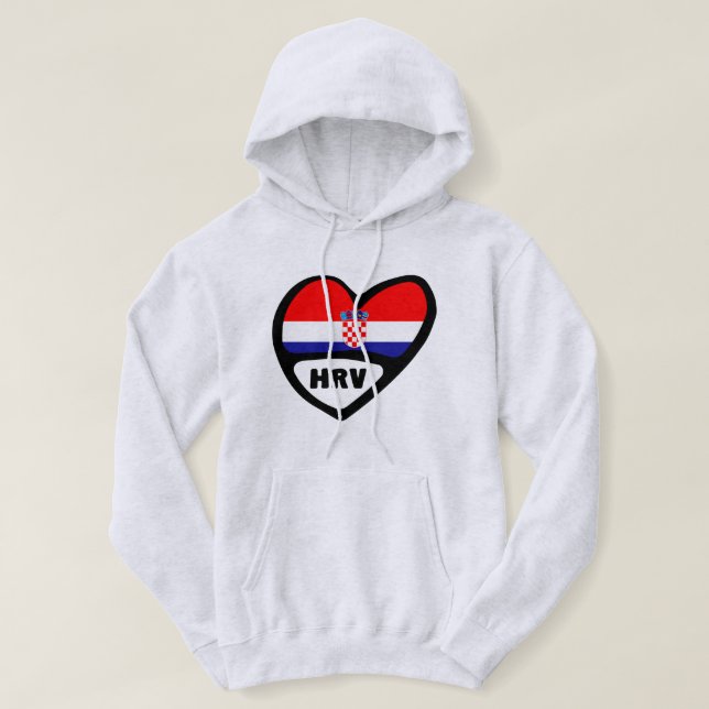 Veste À Capuche Croatie Code Pays Drapeau Coeur Hrvatska (Design devant)