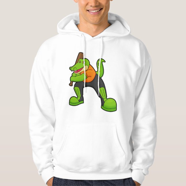 Veste À Capuche Crocodile au cricket avec chauve-souris de cricket (Devant)