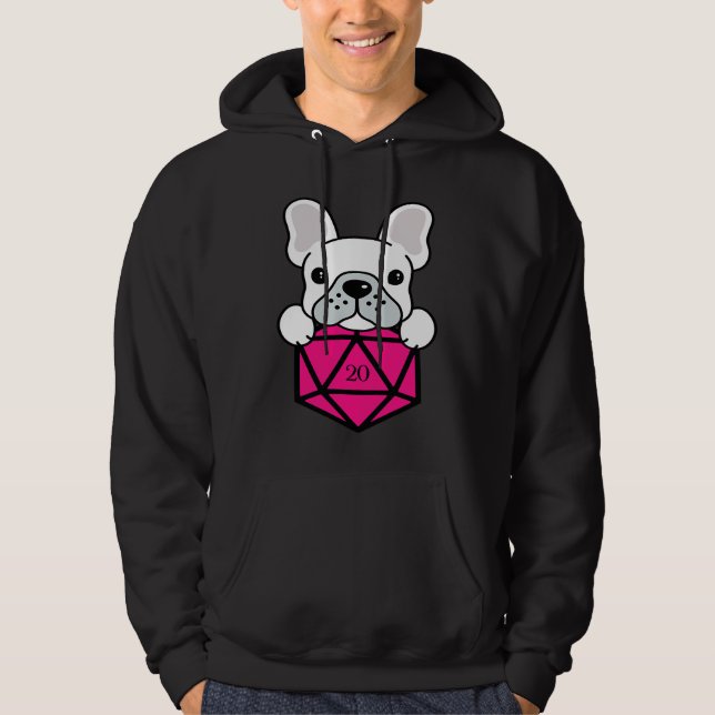 Veste À Capuche Cute and Nerdy Dog Pink Polyhedral D20 Dice Set (Devant)