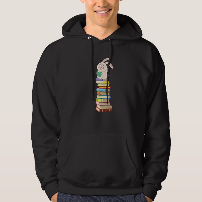 Veste À Capuche Cute Bunny Reading Men's Women's Tops Book (Devant)