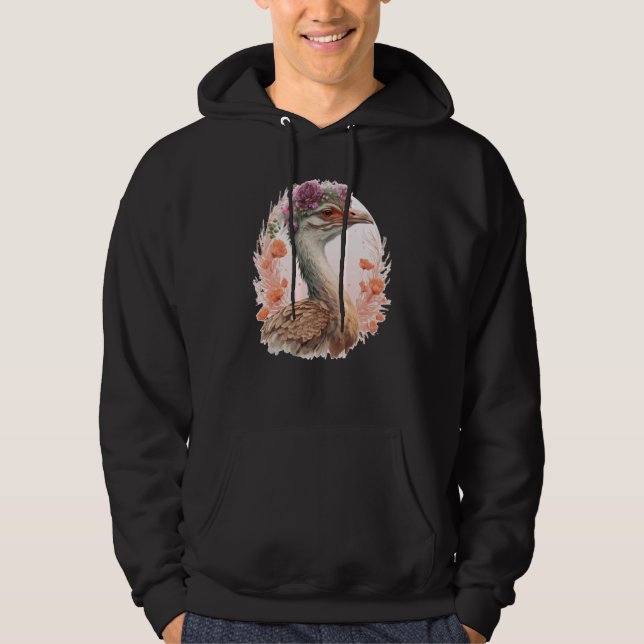 Veste À Capuche Cute Bustard Bird Watching Flower Crown Floral Bir (Devant)