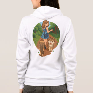 Veste À Capuche Cute Dog Mom Walking Puppies Forest Trail Illustra