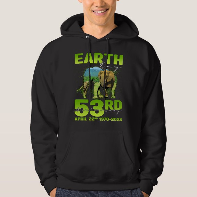 Veste À Capuche Cute Earth Day 53rd Anniversary Silhouette Of Elep (Devant)