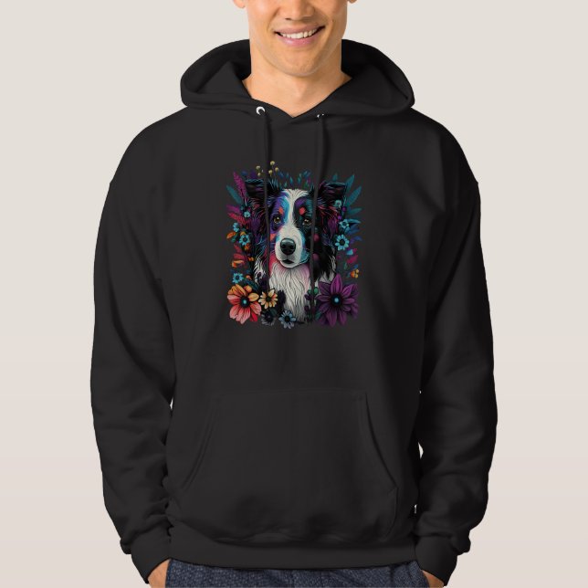 Veste À Capuche Cute Flower summer Floral Border Collie 3 (Devant)
