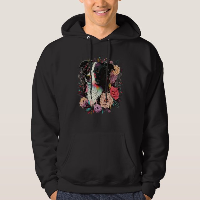 Veste À Capuche Cute Flower summer Floral Border Collie 4 (Devant)