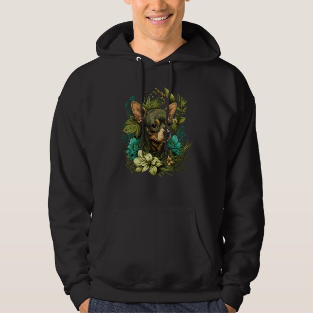Veste À Capuche Cute Flower summer Floral Chihuahua (Devant)