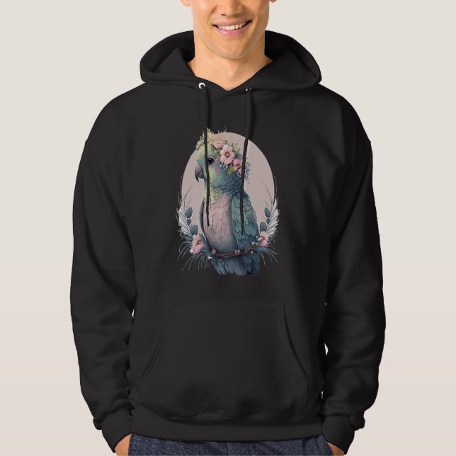 Veste À Capuche Cute Parakeet Budgie Bird Flower Crown Pet Birds (Devant)