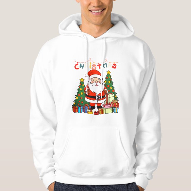 Veste À Capuche Cute Santa Claus with Christmas Trees & Gifts – Me (Devant)