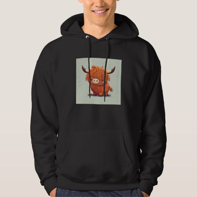 Veste À Capuche Cute Scottish Highland Cow Illustration Little Hor (Devant)