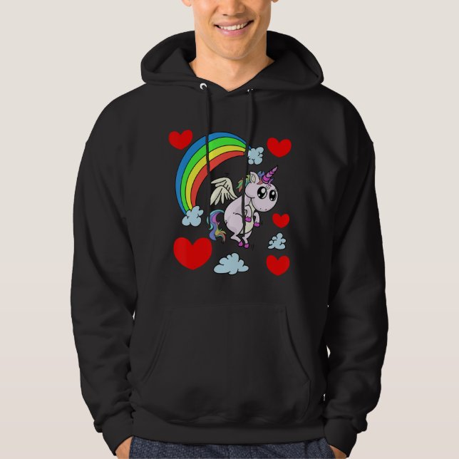 Veste À Capuche Cute Unicorn Valentines Journée Pour Les Enfants (Devant)
