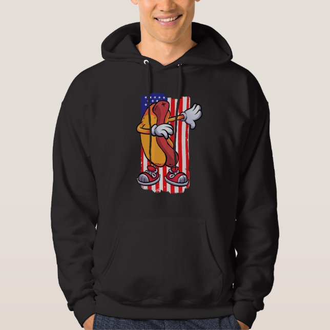 Veste À Capuche Dabbing Hot Dog Dancing Food  Flag 4th July Themed (Devant)