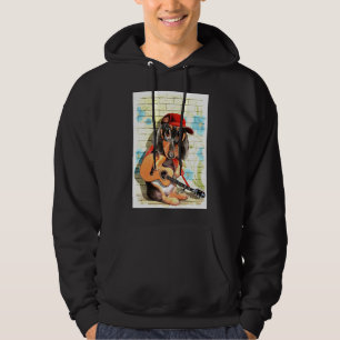 Veste À Capuche Dachshund Chien Art Avec Guitare Et Casquette
