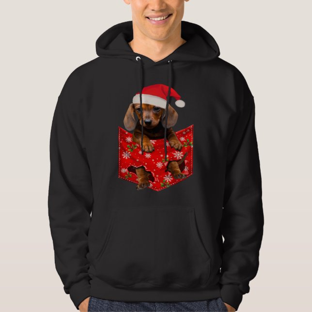 Veste À Capuche Dachshund Christmas Pocket for Wiener Doxie (Devant)