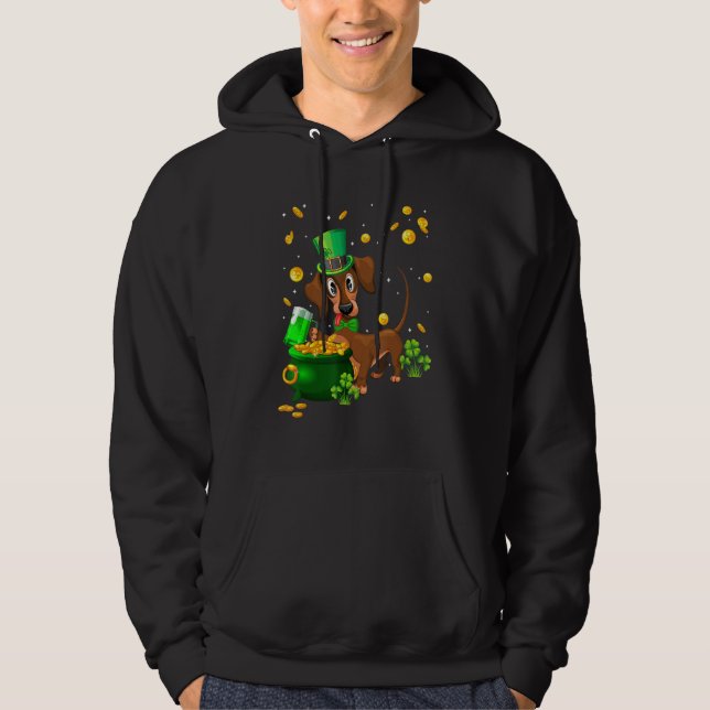 Veste À Capuche Dachshund St Patrick's Day Irish C    Dog   (Devant)