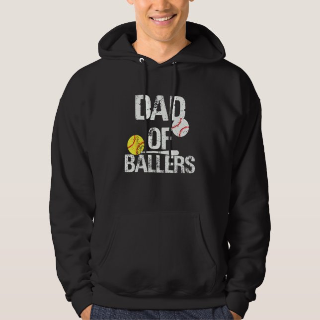 Veste À Capuche Dad of Ballers Dad of Baseball And Softball Player (Devant)