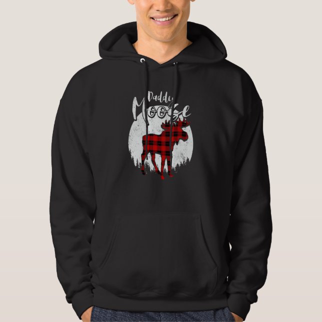 Veste À Capuche Daddy Moose Red Plaid Buffalo Matching Family Paja (Devant)