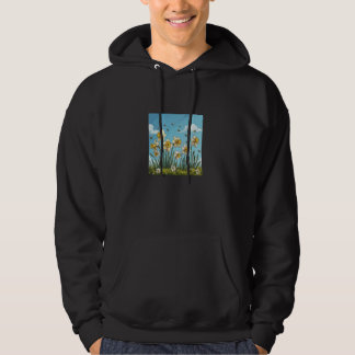 Veste À Capuche Daffodil Fleur Fleurissant Avec Des Abeilles Autou
