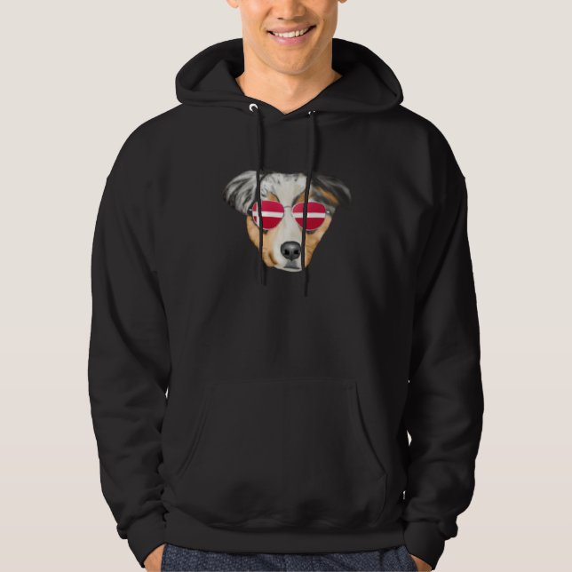 Veste À Capuche Danish Flag Australian Shepherd Dog Denmark Pocket (Devant)