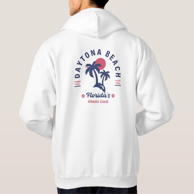 Veste À Capuche Daytona Beach Florida Retro Sunset Souvenirs (Dos)