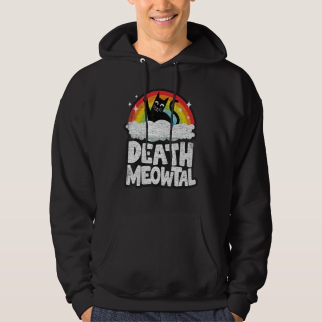 Veste À Capuche Death Meowtal Chat Arc-en-ciel Retro Enfants Goth  (Devant)
