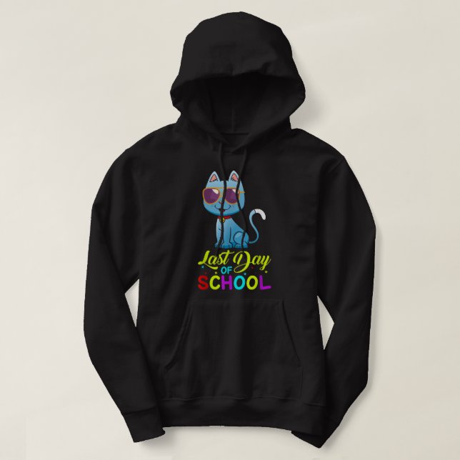 Veste À Capuche Dernière Journée D'Enseignants Été Avec Chat Sungl (Design devant)