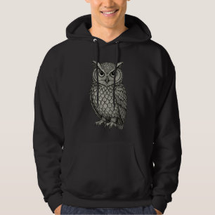 Veste À Capuche Design d'art en ligne de hibou complexe