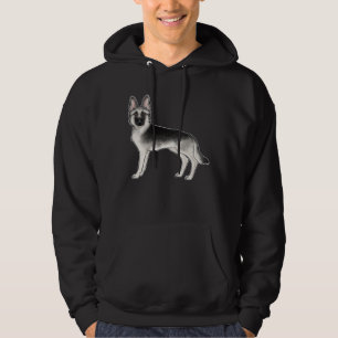 Veste À Capuche Design de chien GSD Shepherd allemand argent et no