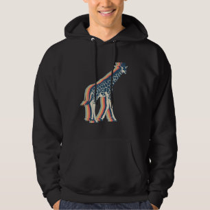 Veste À Capuche Dessin au trait rétro d'animal girafe